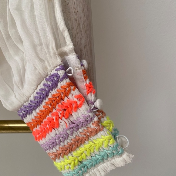 Alice + Olivia Sharyl Rainbow Peasant Embroidered Blouse Off Shldr Top XS $395 - Picture 8 of 12